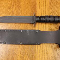 Couteau Marine Ontario 498 Lame Clip Point Acier Carbone 1095 Manche Cuir Etui Cuir USA ON8180