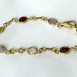 Très joli bracelet estival or 18 carats et pierres - 20 cm