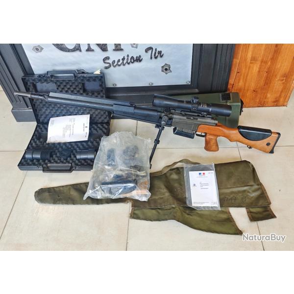 Fusil rglementaire francais de precision FRf2 calibre 308 et lunette d'origine scrom J8 1565
