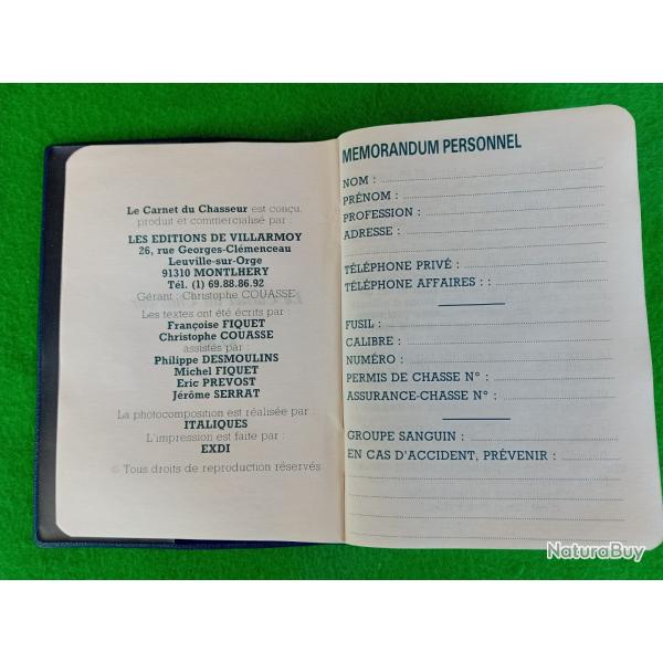  Carnet du chasseur 87/88  - Editions Villarmoy  Montlhry
