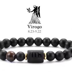 Bracelet ZODIAC, taille et signe au choix en hématite