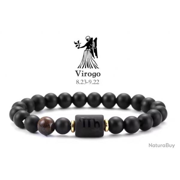 Bracelet ZODIAC, taille et signe au choix en hmatite