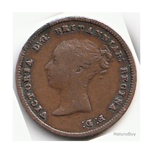 Pice de Monnaie  ROYAUME-UNI  farthing Victoria "young head" 1844