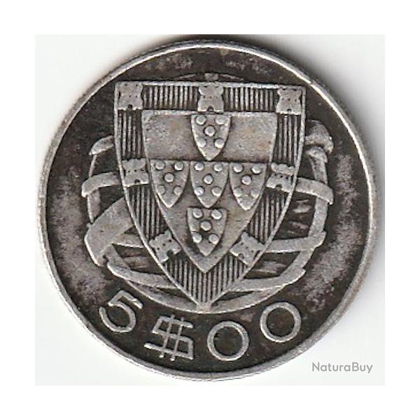 Pice de Monnaie Portugal 5 Escudos 1947 Argent