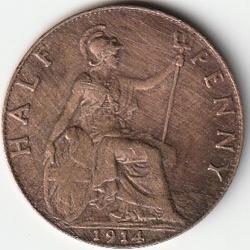 Pièce de Monnaie  ROYAUME-UNI Half Penny 1914