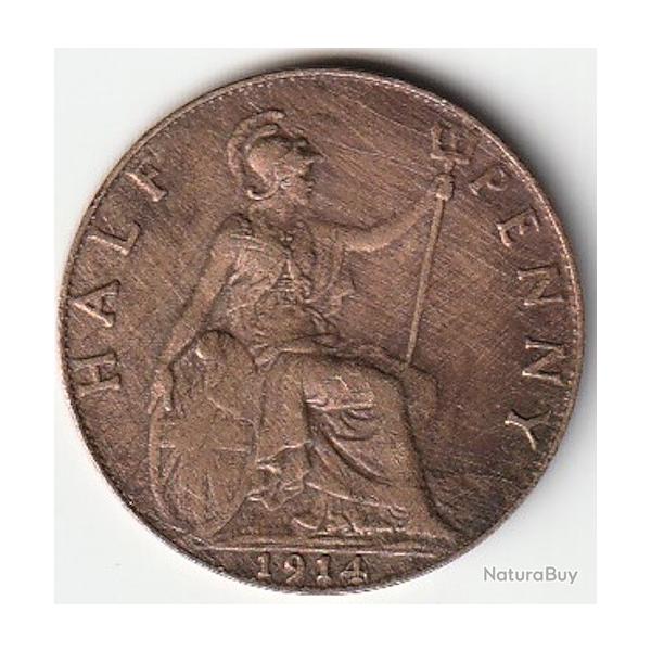 Pice de Monnaie  ROYAUME-UNI Half Penny 1914