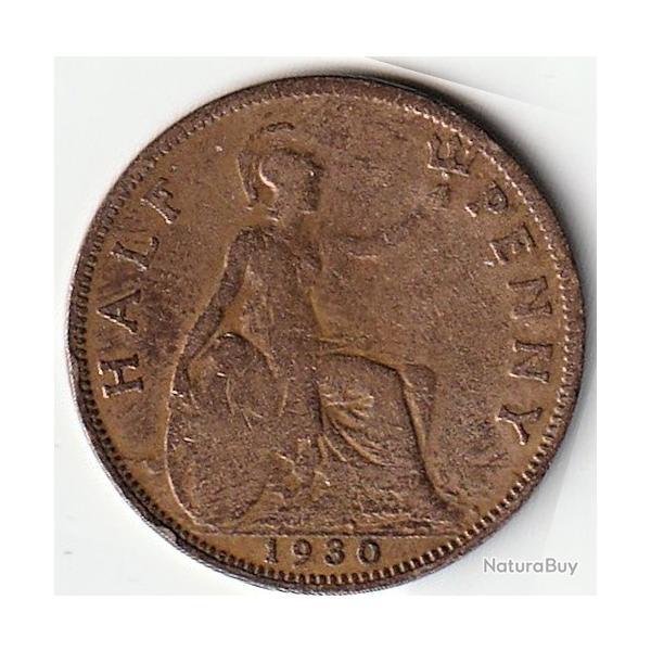 Pice de Monnaie  ROYAUME-UNI Half Penny 1930