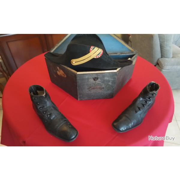 Bicorne et bottines d'lve polytechnicien 3eme rpublique