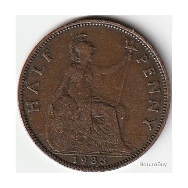 Pice de Monnaie  ROYAUME-UNI Half Penny 1933