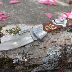 Couteau Gentleman Lame Acier Inox Manche Bois Style Navaja Sécurité Lockback Columbia 001