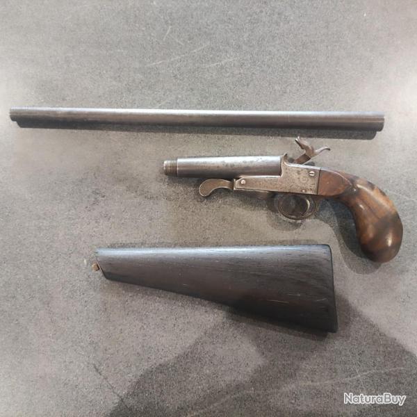 PISTOLET FUSIL MANU FRANCE DE BRACONNIER DMONTABLE EN TROIS PARTIES