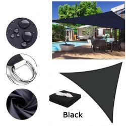 BACHE TOILE TRIANGLE 2x2x2M NOIRE PROTECTION TERRASSE SOLEIL ETANCHE AUVENT JARDIN EXTERIEUR