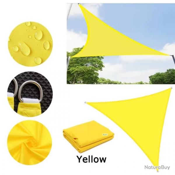 BACHE TOILE TRIANGLE 2x2x2M JAUNE PROTECTION TERRASSE SOLEIL ETANCHE AUVENT JARDIN EXTERIEUR
