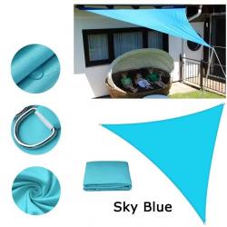 BACHE TOILE TRIANGLE 2x2x2M BLEUE CIEL PROTECTION TERRASSE SOLEIL ETANCHE AUVENT JARDIN EXTERIEUR