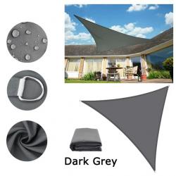 BACHE TOILE TRIANGLE 2x2x2M GRIS FONCE PROTECTION TERRASSE SOLEIL ETANCHE AUVENT JARDIN EXTERIEUR