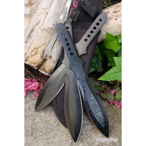 Lot de 3 Couteaux de Lancer Throwing Knife Set 3 Pcs Lame Acier Inox Etui Nylon