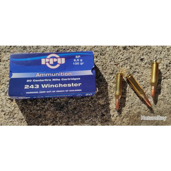 Cartouches Partizan PPU calibre 243 Win SP  100 grains / Bote de 20 units