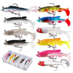 10 Pièces Leurre Souple Carnassier Leurre Peche Mer Kit pour Carpe Brochet Truite Bar Leurres Souple