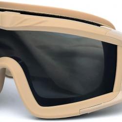 Lunettes Tactiques Airsoft 3 Verres Interchangeables Protection UV400 Polycarbonate Résistant Kaki