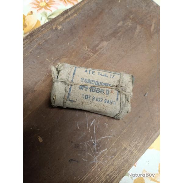 Lot de 8 cartouches 8mm lebel. Special mitrailleuse