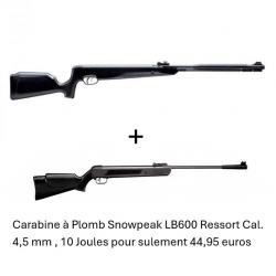 PACK COMBINÉ ! Carabine Snowpeak SU1200S Canon Fixe Cal. 4,5 mm 19,9 j.+ Carabine Snow.LB600 4,5 mm