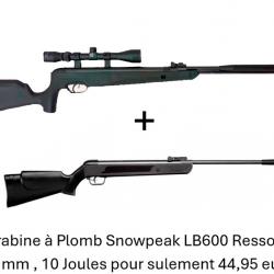 PACK COMBINÉ !P-A Carabine Snowpeak SU1200S Canon Fixe C. 5,5 mm 19,9 j.+ Carabine Snow.LB600 4,5 mm