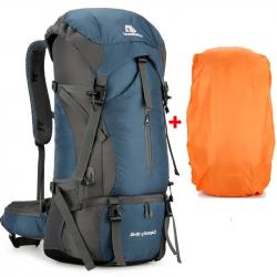 SAC À DOS 70 LITRES + HOUSSE DE PLUIE - BLEU - LIVRAISON GRATUITE