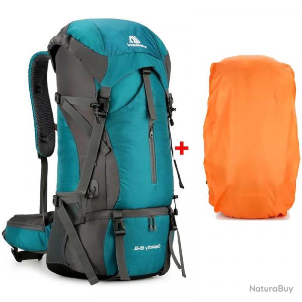 SAC  DOS 70 LITRES + HOUSSE DE PLUIE - TURQUOISE - LIVRAISON GRATUITE