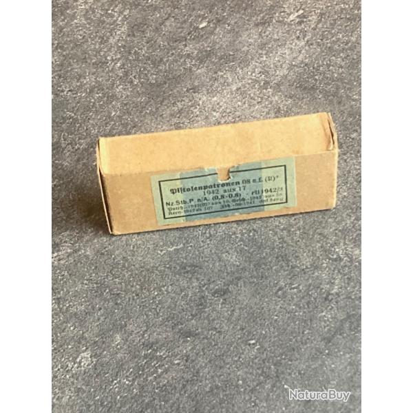 Boite originale 9 mm Parabellum Allemagne 39-45 - aux - pour P38, P08, MP40 - avec 16 tuis neutra