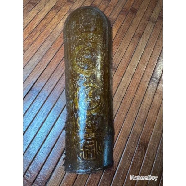 ELEMENT D'ARMURE OTTOMAN PERSE BZOUBAND (PROTECTION DE BRAS) ENTIREMENT  GRAV ET NIELL OR ARGENT