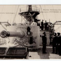 CPA - Marine Militaire Française - Croiseur  »POTHUAU » - (Côté Babord) - Tourelle historique N°919