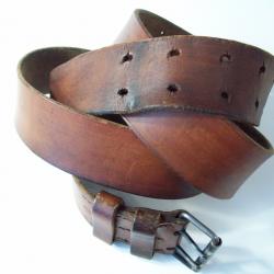 militaria francais ceinturon cuir année 1950 indochine largeur 44 mm long 130 cm
