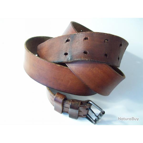 militaria francais ceinturon cuir anne 1950 indochine largeur 44 mm long 130 cm