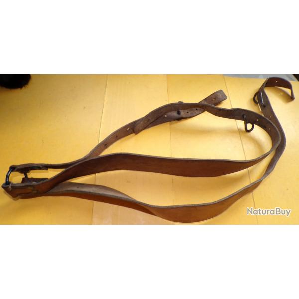 BRELAGE CUIR MILITAIRE DE L'ARMEE FRANCAISE , MODELE ANCIEN , FABRICATION FRANCAISE , BON ETAT  VOIR