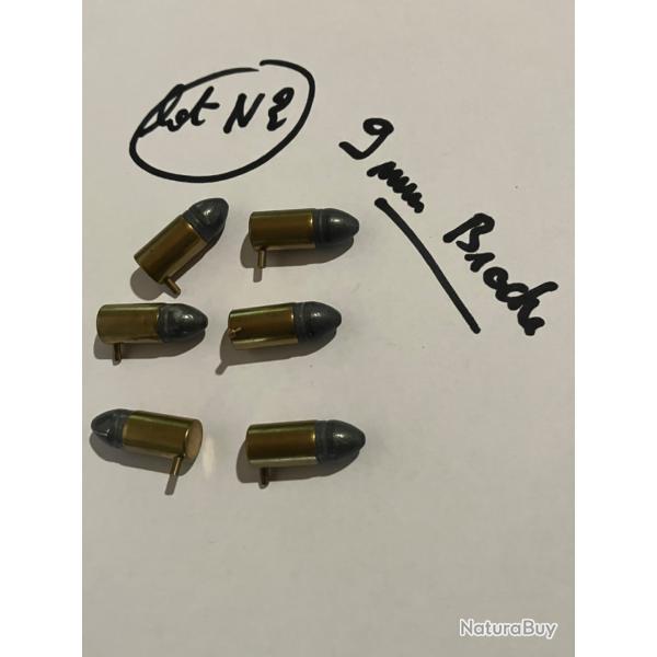 lot de 6 munitions 9mm  broche