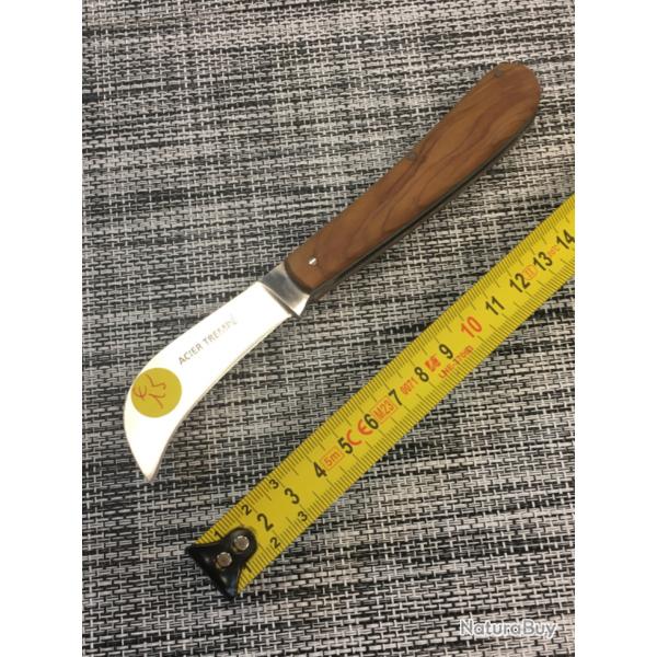 Couteau serpette de Vannier manche bois d'Olivier
