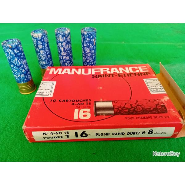 Lot de 4 cartouche marbres MANUFRANCE et leur bote d'origine - Cal 16 - Plomb rapid durci N 8 - P