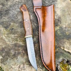 couteau de chasse ou d'après chasse d'artisan /  lame martelée brut de forge