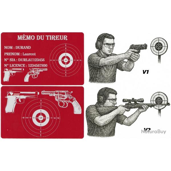 Mmo tireur sportif FFT rouge en aluminium grav au laser (Recto / Verso)