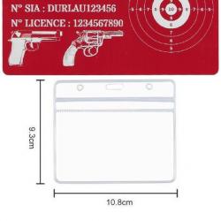 Mémo tireur sportif FFT rouge en aluminium gravé au laser (Recto) + Porte badge tour de cou