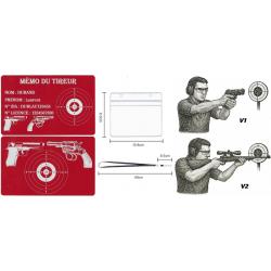Mémo tireur sportif FFT rouge en aluminium gravé au laser (Recto / Verso) + Porte badge tour de cou