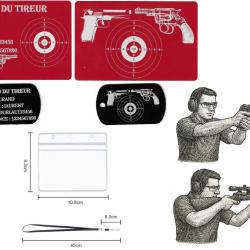Mémo tireur sportif FFT rouge + Porté clé TAG militaire en aluminium gravé au laser (R / V) + Porte 