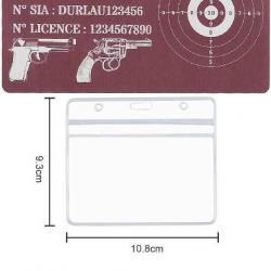 Mémo tireur sportif FFT rose en aluminium gravé au laser (Recto) + Porte badge tour de cou