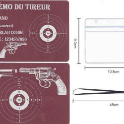 Mémo tireur sportif FFT rose en aluminium gravé au laser (Recto / Verso) + Porte badge tour de cou