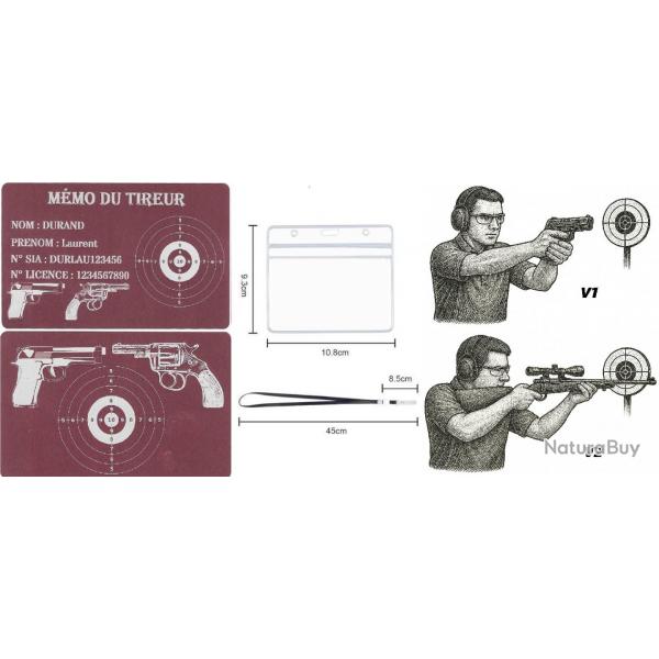 Mmo tireur sportif FFT rose en aluminium grav au laser (Recto / Verso) + Porte badge tour de cou