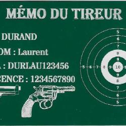 Mémo tireur sportif FFT vert en aluminium gravé au laser (Recto)
