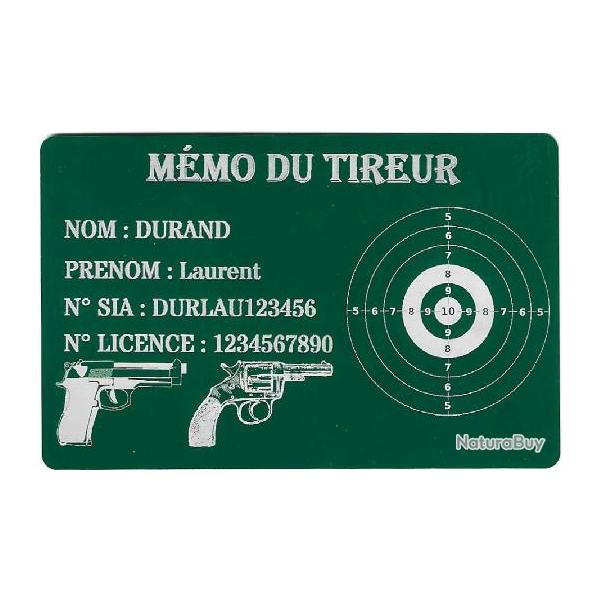 Mmo tireur sportif FFT vert en aluminium grav au laser (Recto)