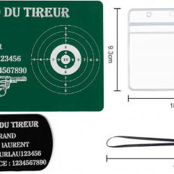Mémo tireur sportif FFT vert + Porté clé TAG militaire en aluminium gravé au laser (Recto) + Porte b
