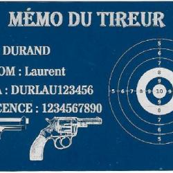 Mémo tireur sportif FFT bleu en aluminium gravé au laser (Recto)