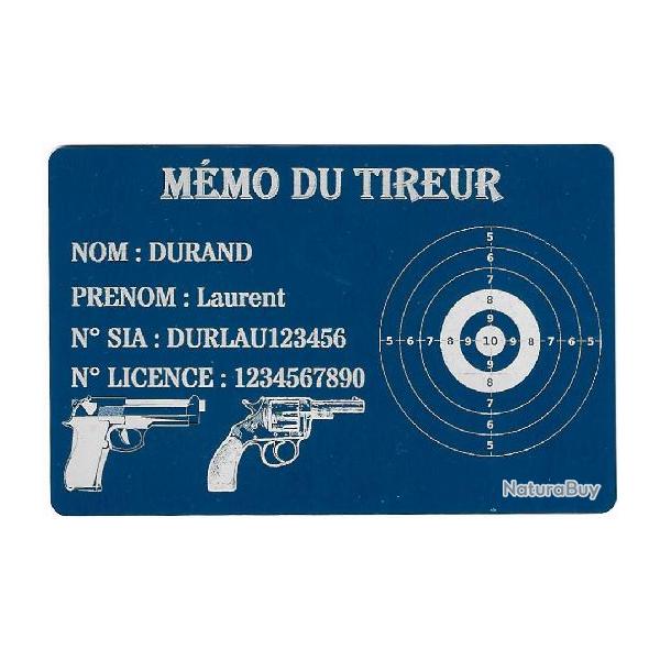 Mmo tireur sportif FFT bleu en aluminium grav au laser (Recto)